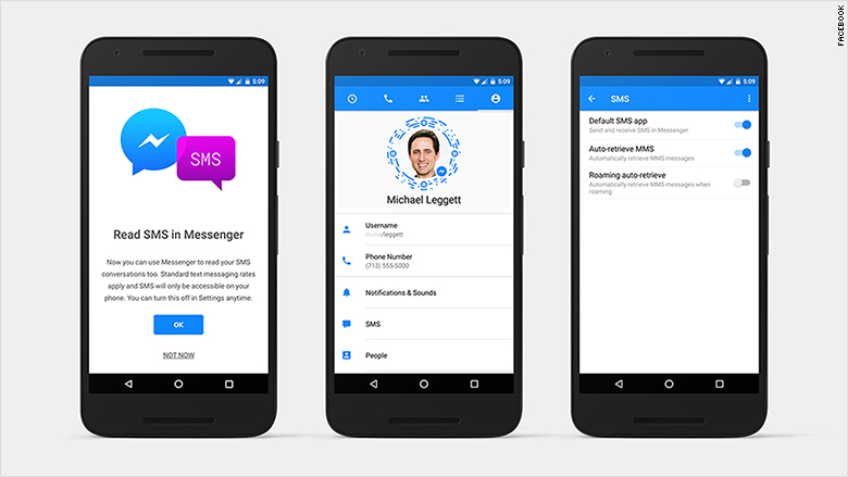 facebook messenger sms