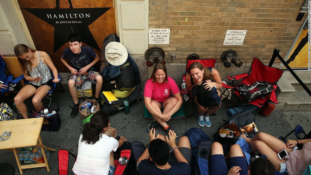 Line sitters paid a HamilTON of money to wait for tickets