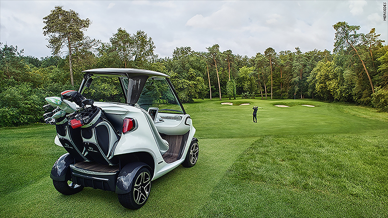 mercedes golf cart on green