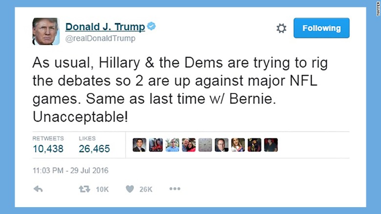 donald trump tweet debates