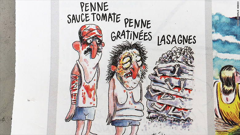 charlie hebdo earthquake pasta