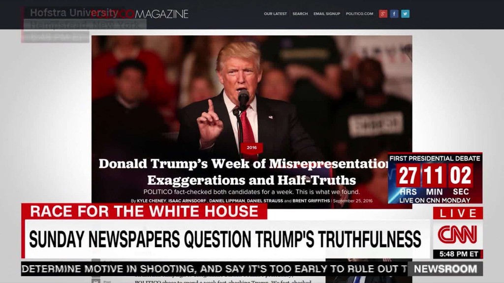 As debate approaches, newspapers question Trump's truthfulness
