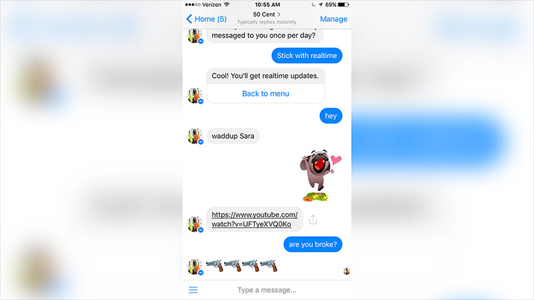 octane bots facebook message