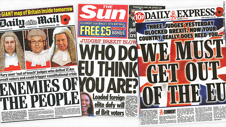 Enemies Of The People Uk Tabloids Spew Hatred Over Brexit Ruling 