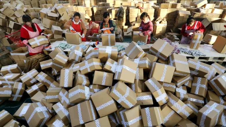 Singles Day China online shopping packaging shipping