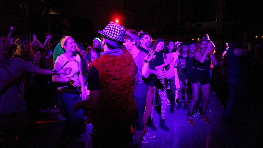 A high-tech dance party before dawn