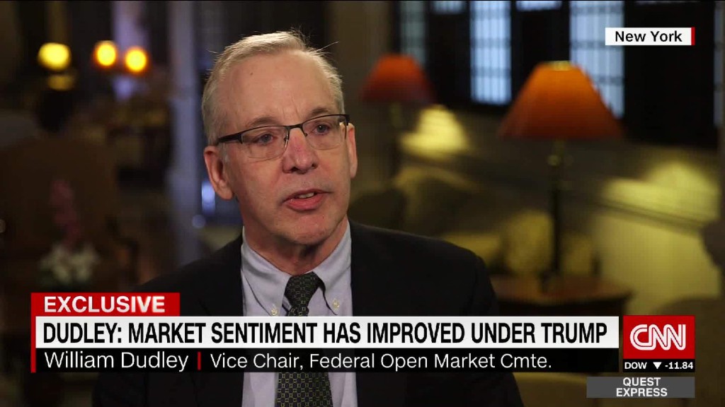 NY Fed president: Market sentiment improved under Trump