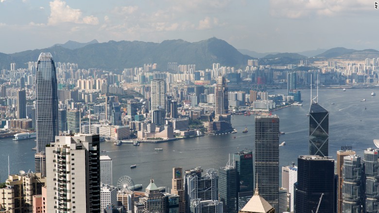 Hong Kong skyline Victoria Harbour day 