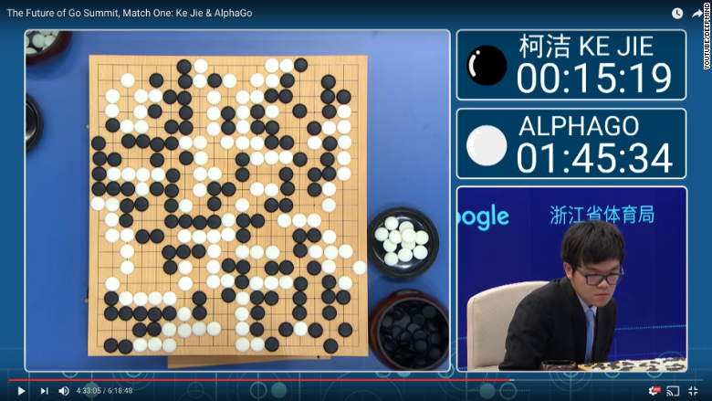 Go match one Ke Jie versus AlphaGo