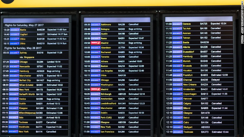 British airways cancelled flights