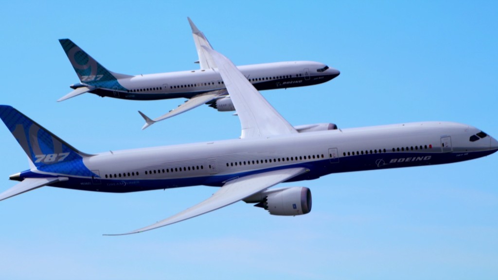 Boeing jets fly in unison