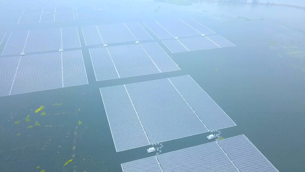 This solar farm floats atop a flooded coal mine