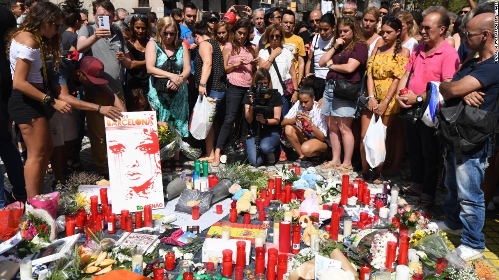 Barcelona attack: Flowers, candles and tears