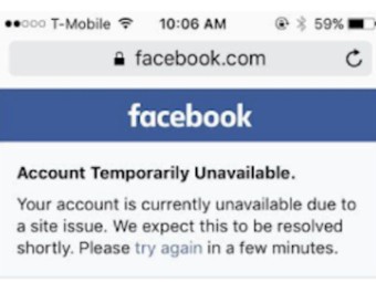 Facebook Suffers Outage For Some: Your 'Account Temporarily