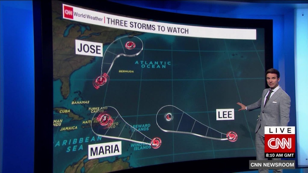 3 storms rage in the Atlantic