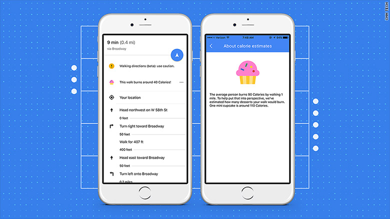 google maps calorie counter screen