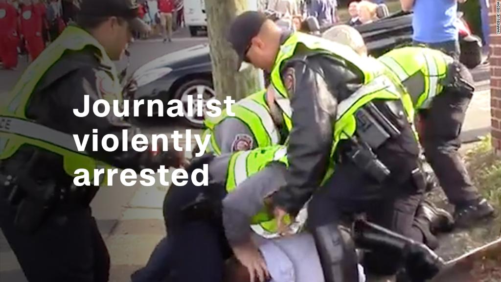 Watch journalist violently arrested while covering GOP nominee 