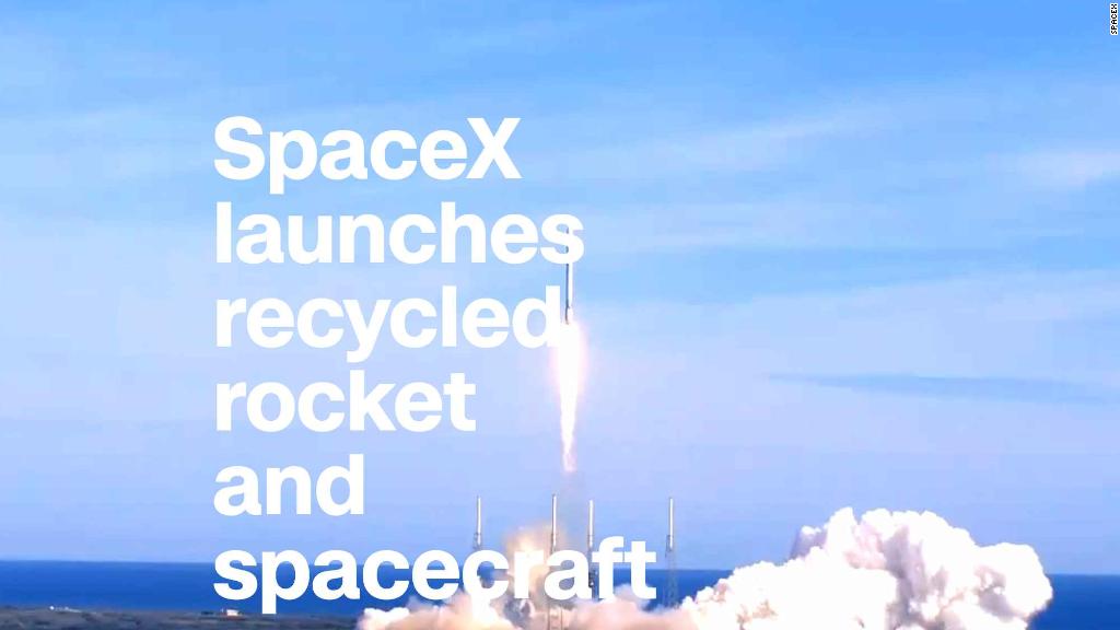 SpaceX launches recycled rocket and spacecraft