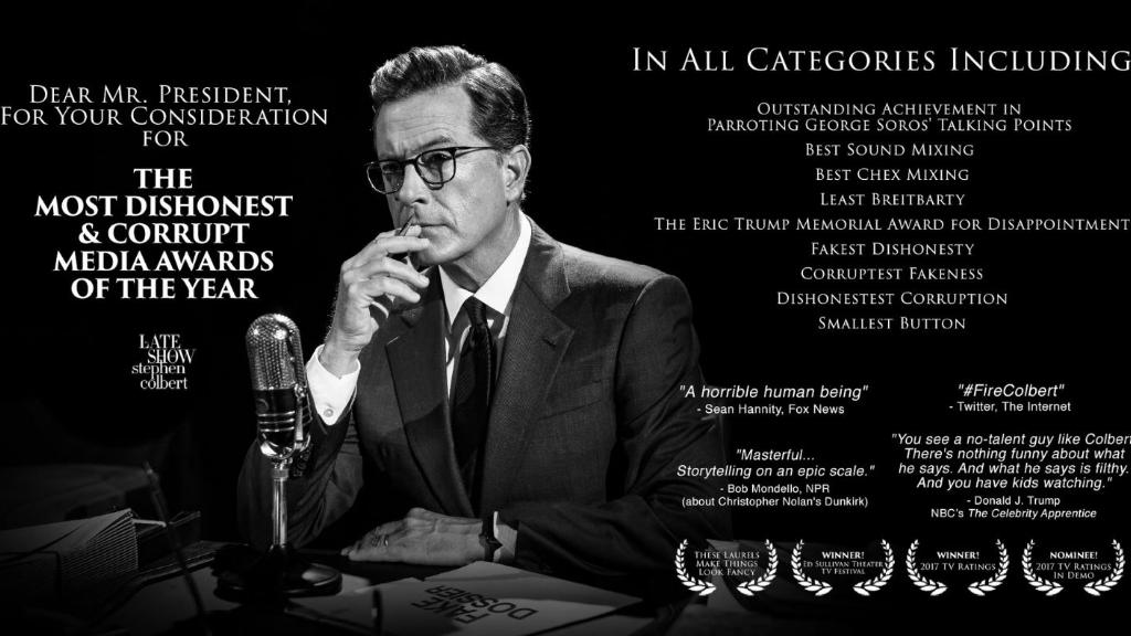 Colbert sets out to win Trump 'media awards' 