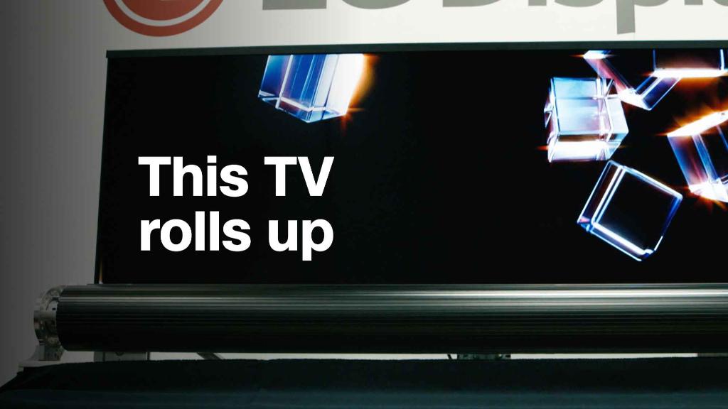 Watch this 65" TV roll up like a yoga mat