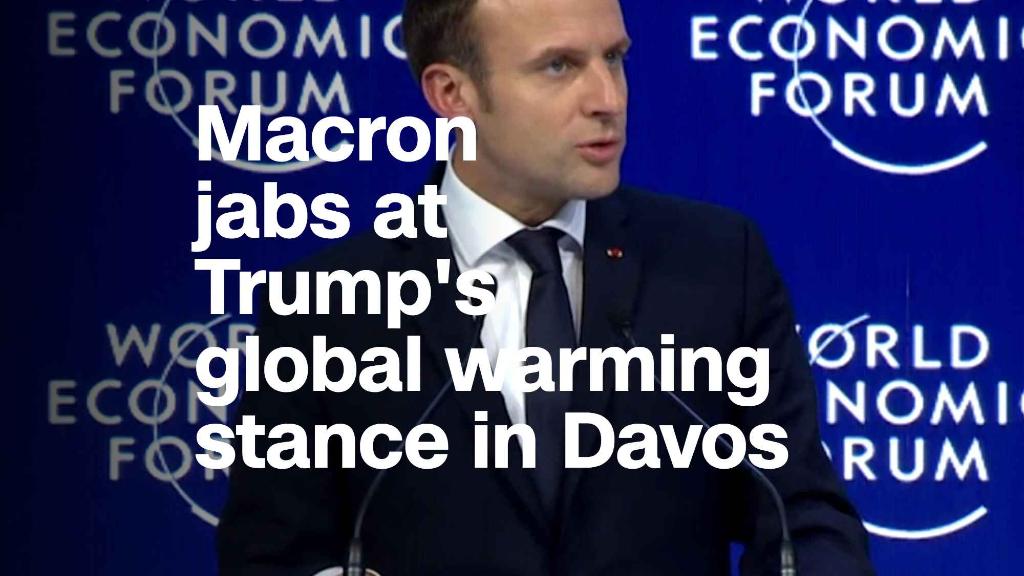 Watch Macron jab at Trump's global warming stance in Davos