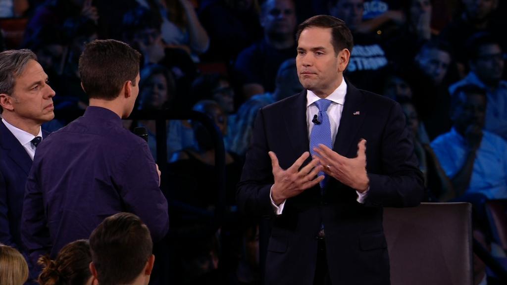 Survivors and parents spar with Rubio, the NRA