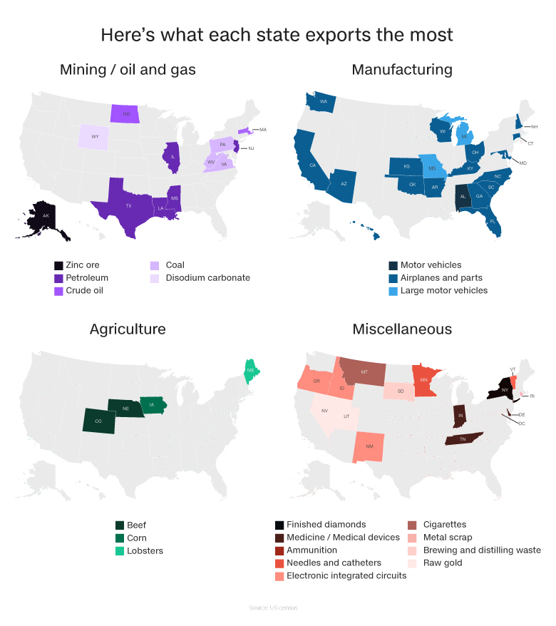 2018 state exports map