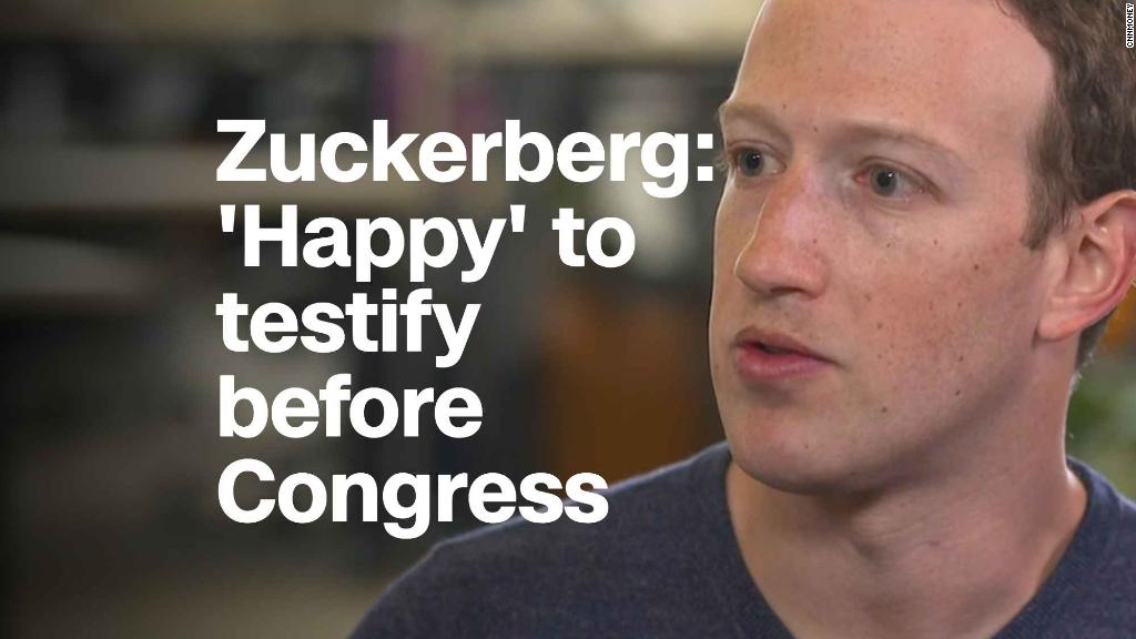 Zuckerberg: 'Happy' to testify before Congress