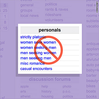 Craigslist shuts down personals section