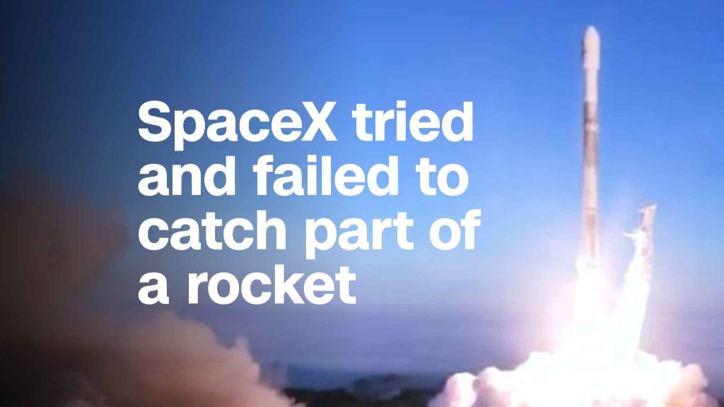 SpaceX tried to catch part of a rocket with a net. It didn't work.