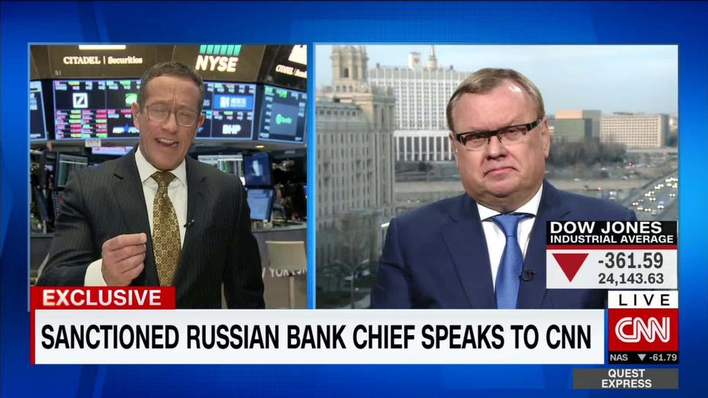 Exclusive: VTB Chairman speaks out after being hit by U.S. sanctions 