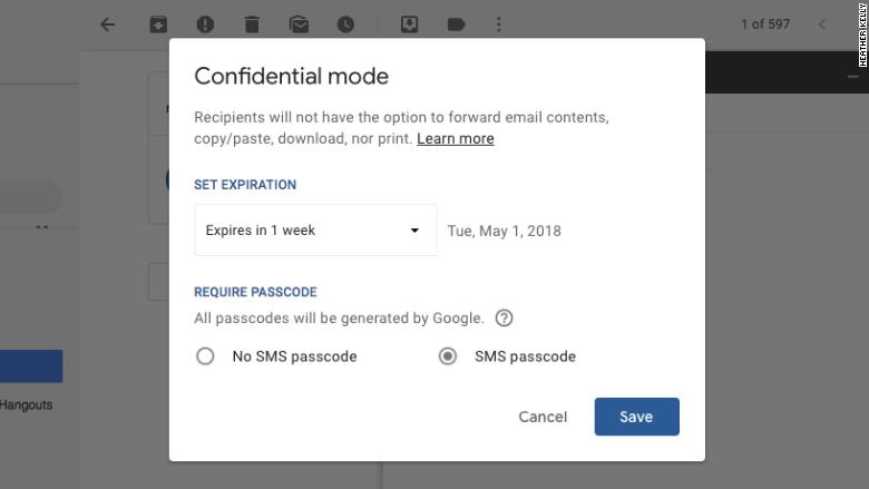 gmail confidential mode