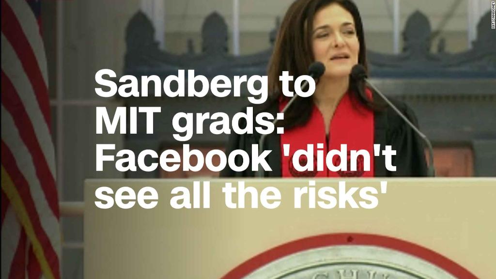 Sheryl Sandberg tells MIT grads: Facebook 'doesn't see all the risks of its technology'