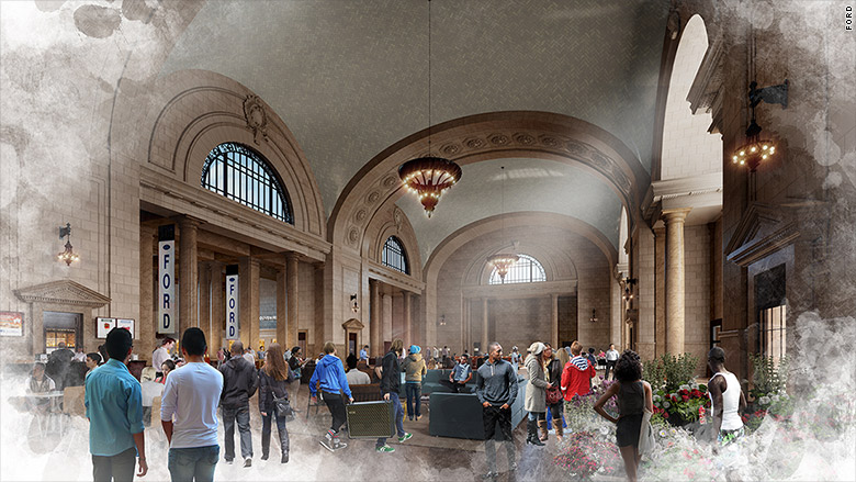 michigan central station main hall ford rendering