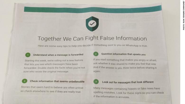 whatsapp misinformation tips