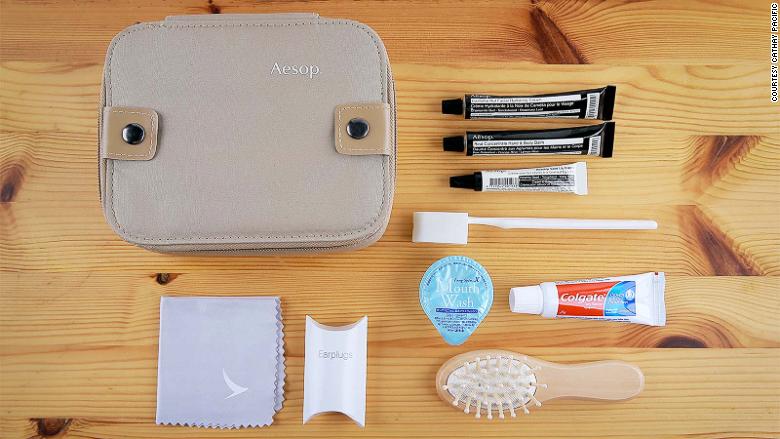 Airline amenity kit from Cathay Pacific 