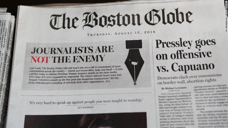 'You're the enemy of the people,' heroic man said in threat to Boston Globe 180830105918-01-boston-globe-front-page-0816-780x439