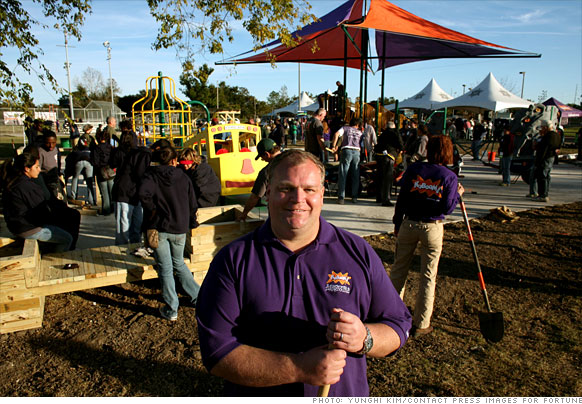 Nov 11, 2007, Orleans Parish, Joe Brown Park, Louisiana, KaBoom! building a playground with volunteers. CEO Darell Hammon at the end of day as the play ground is almost finished.