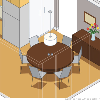 Dining room: Have a round or oval table...
