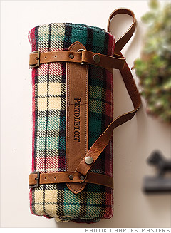 Pendleton wool blanket with leather carrier