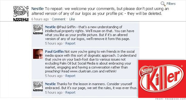 Nestle's Facebook page gets oily