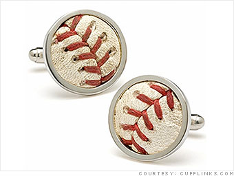 Cufflinks made out of baseballs
